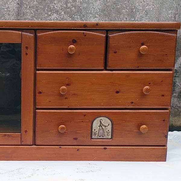 カントリー風　ナチュラルウッド収納ラック 引き出し4つ　棚2段