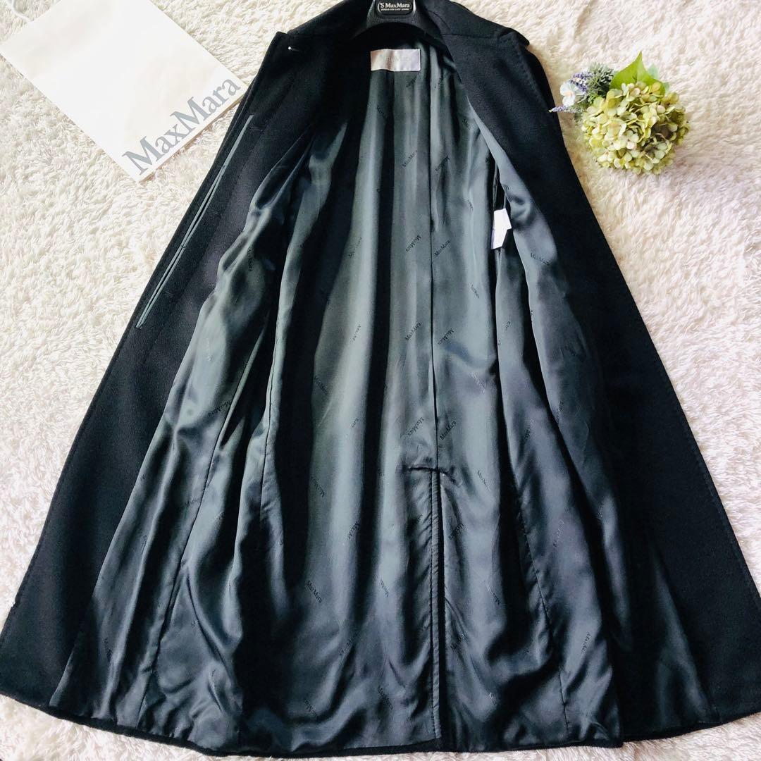 美品✨マックスマーラ ベルテッドコート カシミヤ100% 白タグ ブラック 38