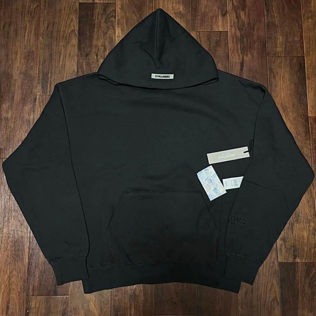 Fog Essentials ブラック黒パーカー人気ロゴ 反射フォント裏起毛