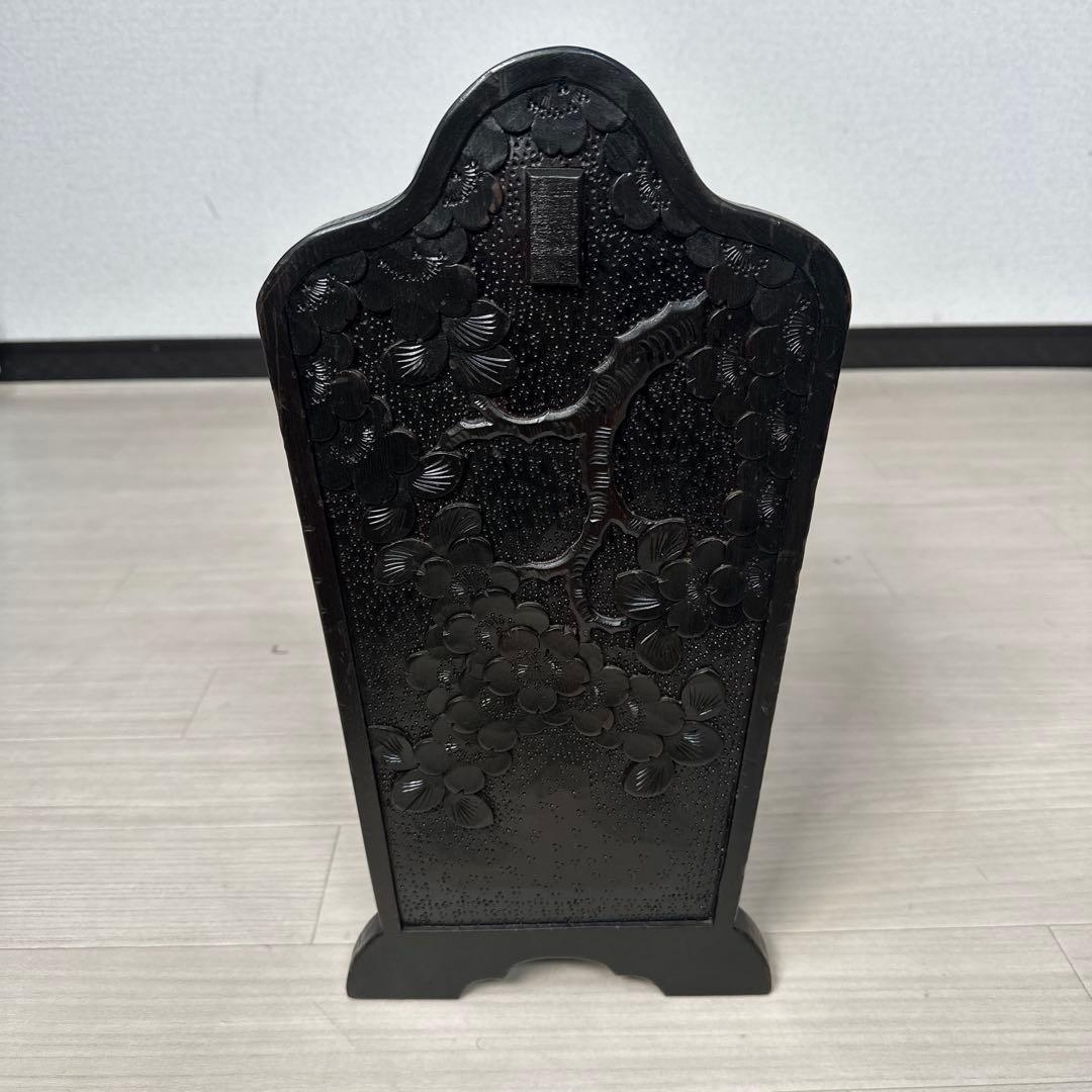 軽井沢彫り マガジンラック スリッパラック アンティーク 工芸品 桜柄 i1※