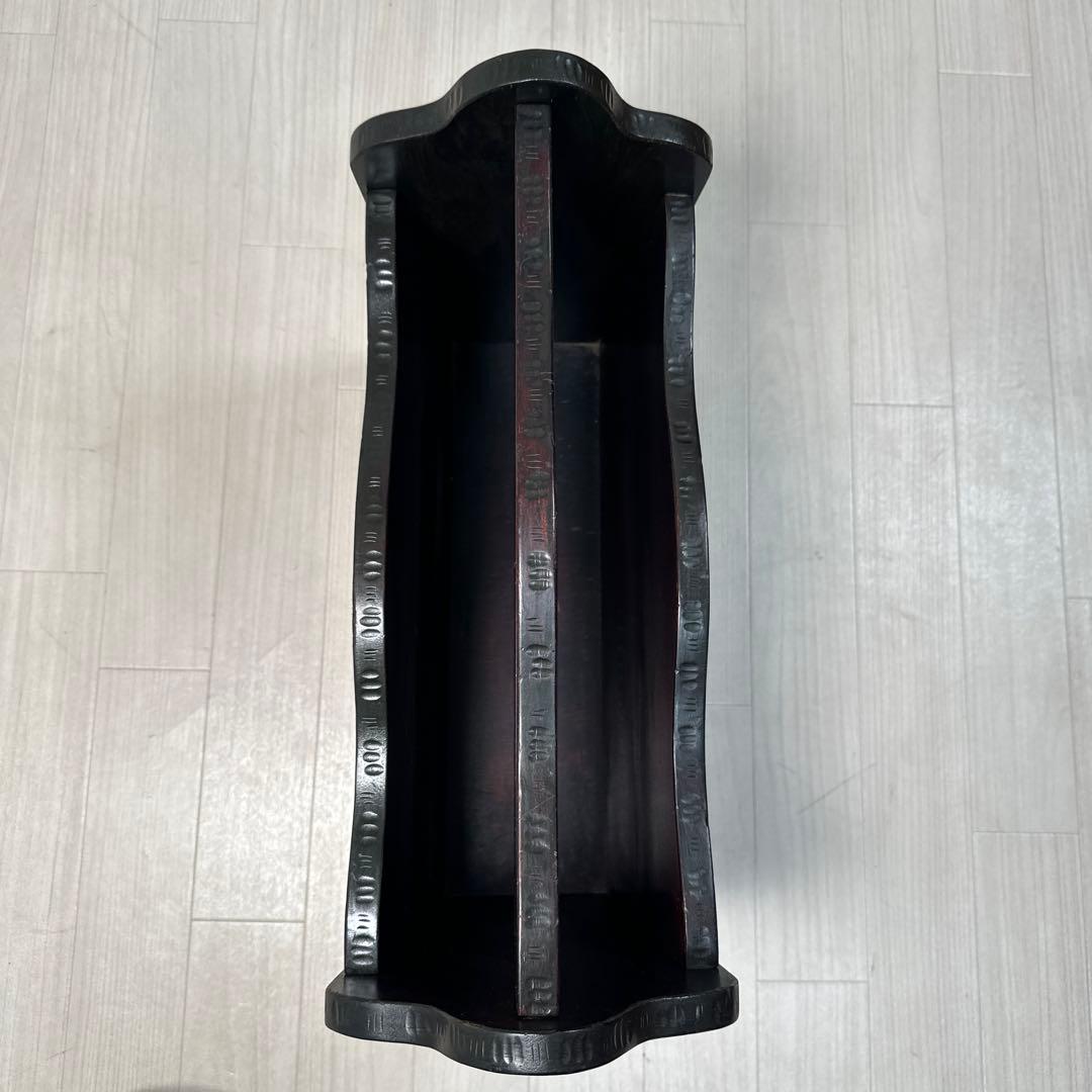 軽井沢彫り マガジンラック スリッパラック アンティーク 工芸品 桜柄 i1※