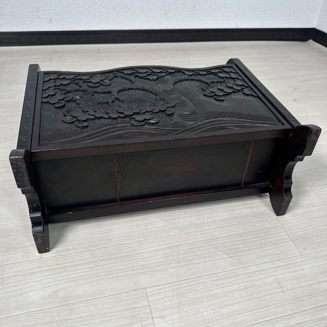 軽井沢彫り マガジンラック スリッパラック アンティーク 工芸品 桜柄 i1※