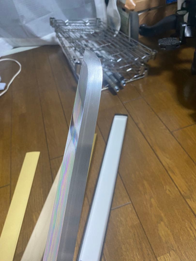 池田辰男 堺正行作 白二鋼 先丸　本焼包丁　刃渡り尺一　箱　鞘付き　波紋あり