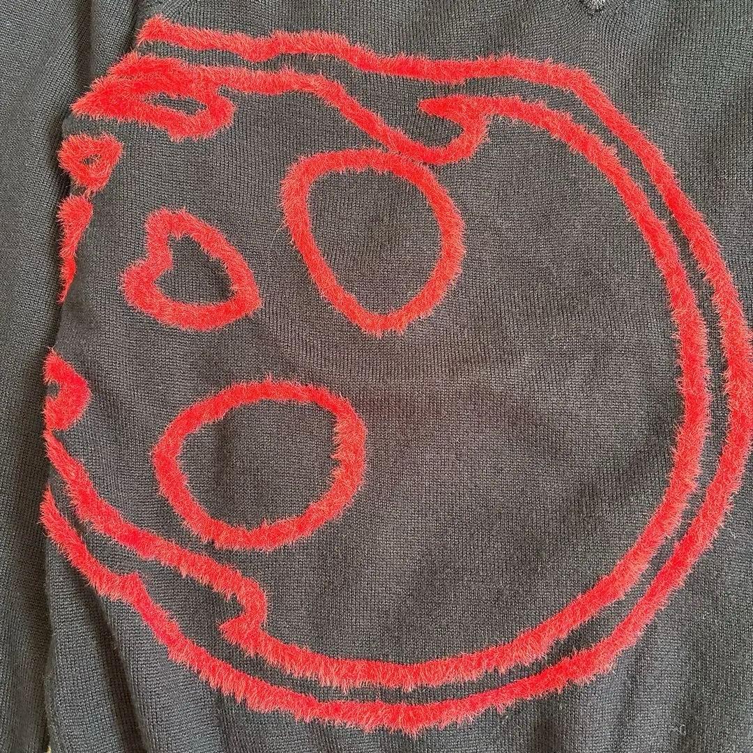 MARK&LONA スカル Vネック セーター ニット ネイビー ウール混