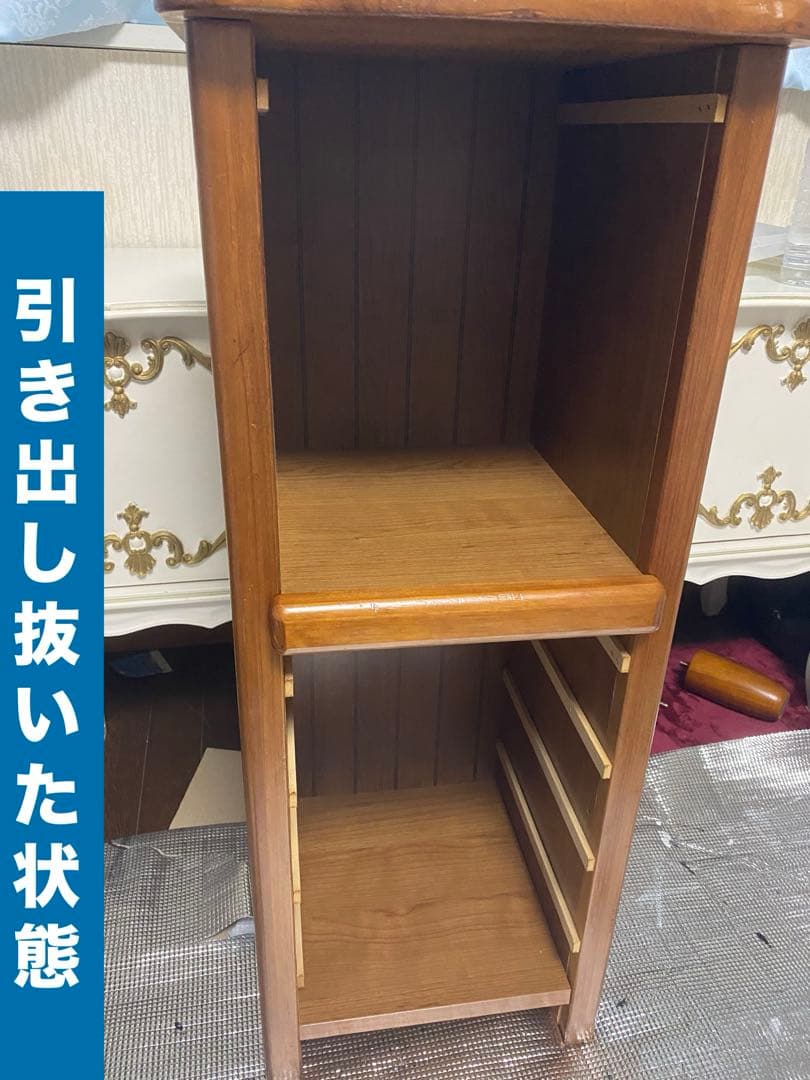 ナチュラルロココ♦️ヴィンテージ サイドテーブル兼シェルフ♦️５段＆オープンスペース
