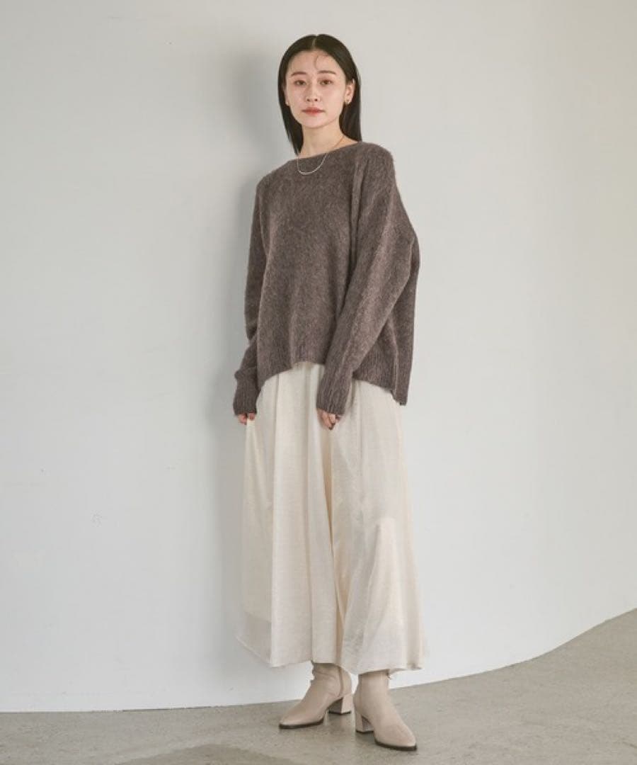 【新品】apart by ハクプリントキリカエフレアスカート アイボリー