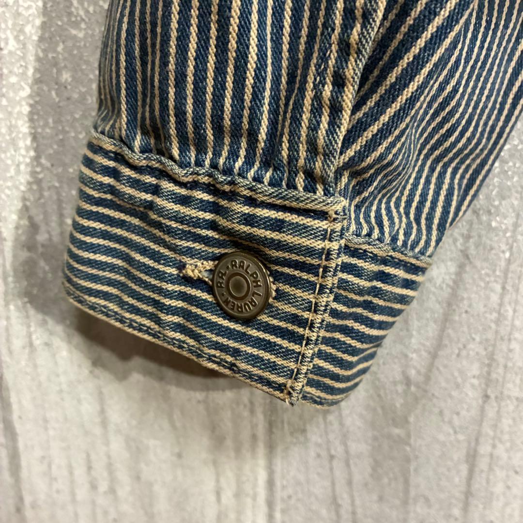 【三つ星タグ90s】ダブルアールエル　ヒッコリーストライプ　ワークジャケット　L