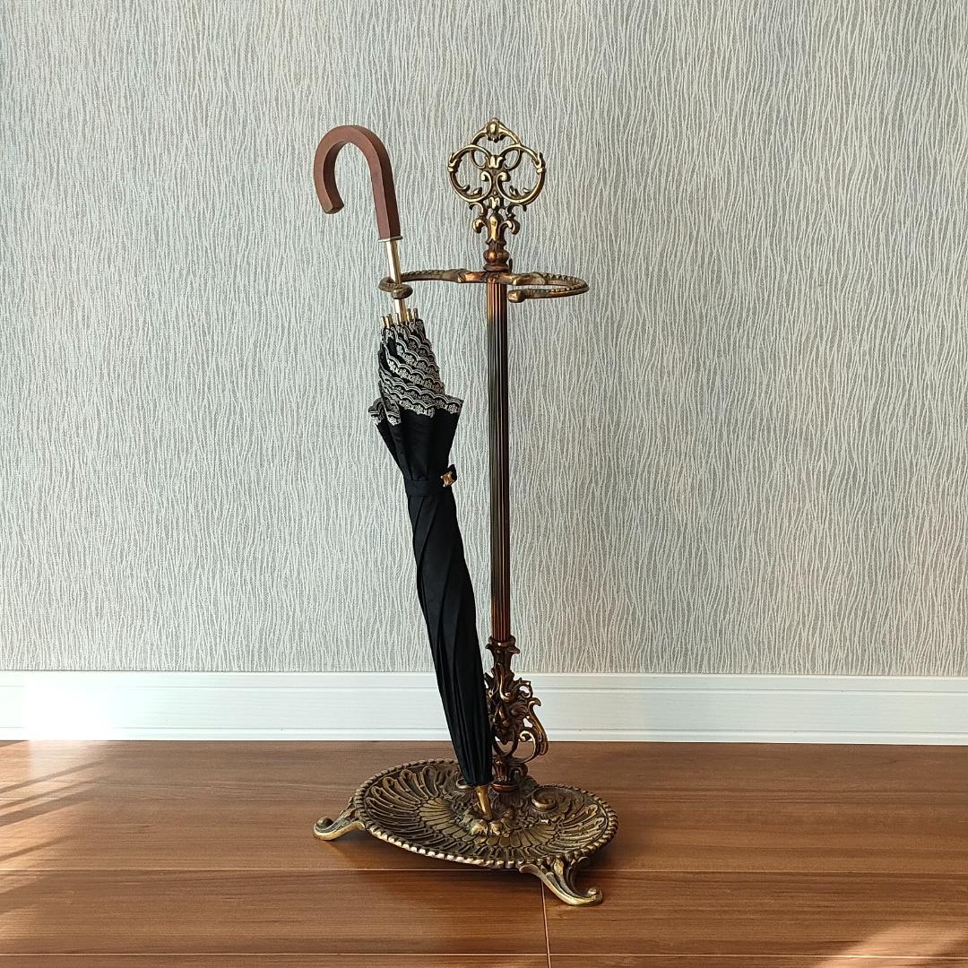 アンティーク　傘立て　杖立て　真鍮　鋳物　アンブレラスタンド