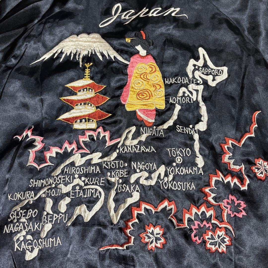 テーラー東洋 スカジャン 鷲　芸者　刺繍 スカジャン リバーシブル　L 漢