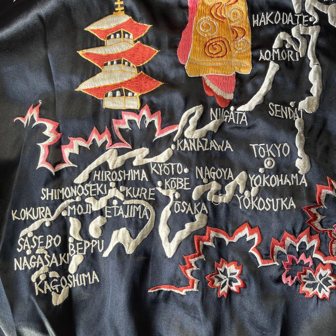 テーラー東洋 スカジャン 鷲　芸者　刺繍 スカジャン リバーシブル　L 漢
