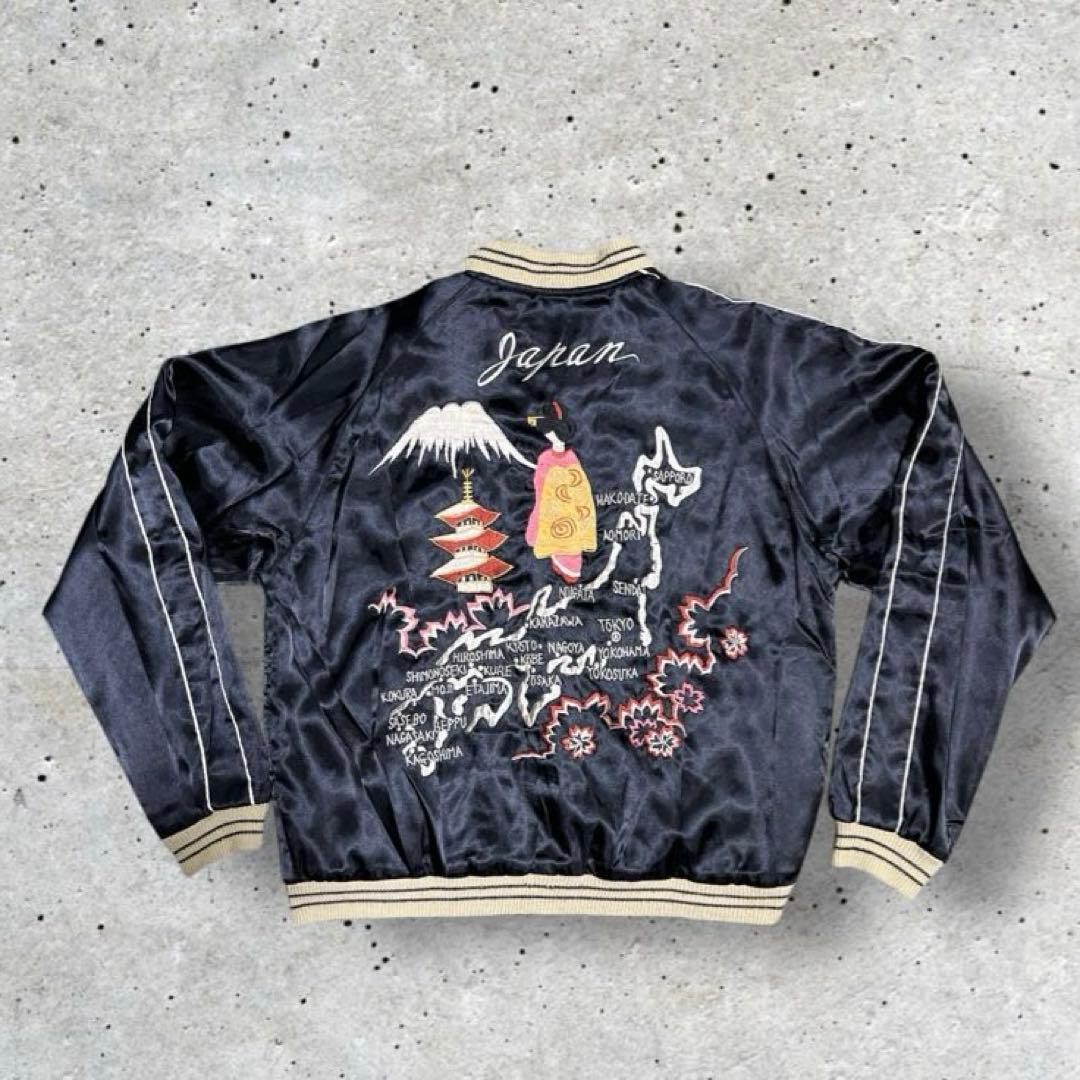 テーラー東洋 スカジャン 鷲　芸者　刺繍 スカジャン リバーシブル　L 漢
