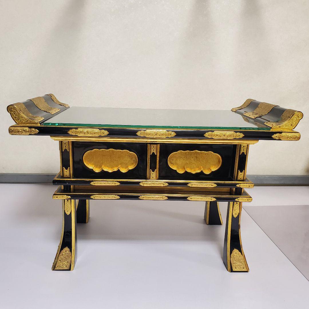 仏壇仏具　経机　木製品　漆塗り　純金　骨董