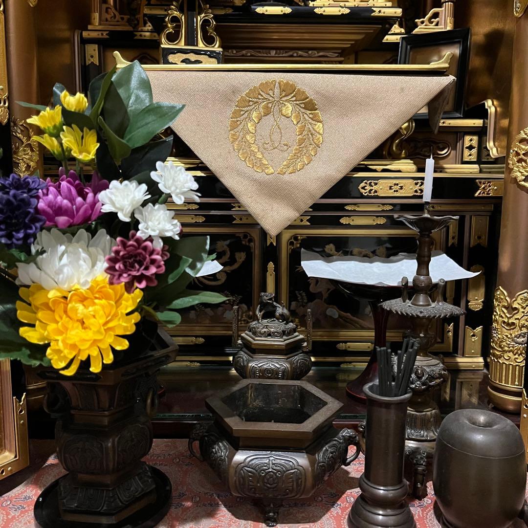 仏壇仏具　経机　木製品　漆塗り　純金　骨董