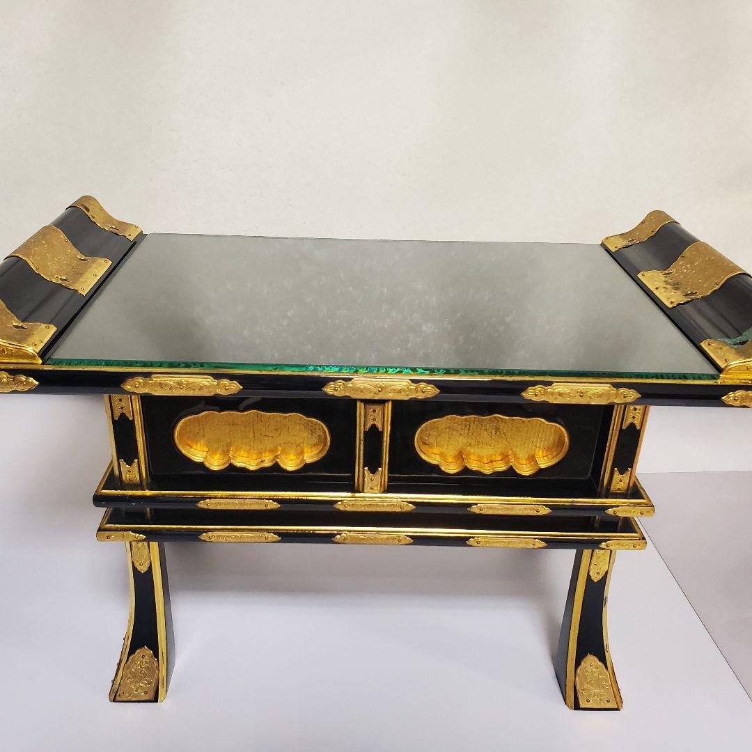 仏壇仏具　経机　木製品　漆塗り　純金　骨董