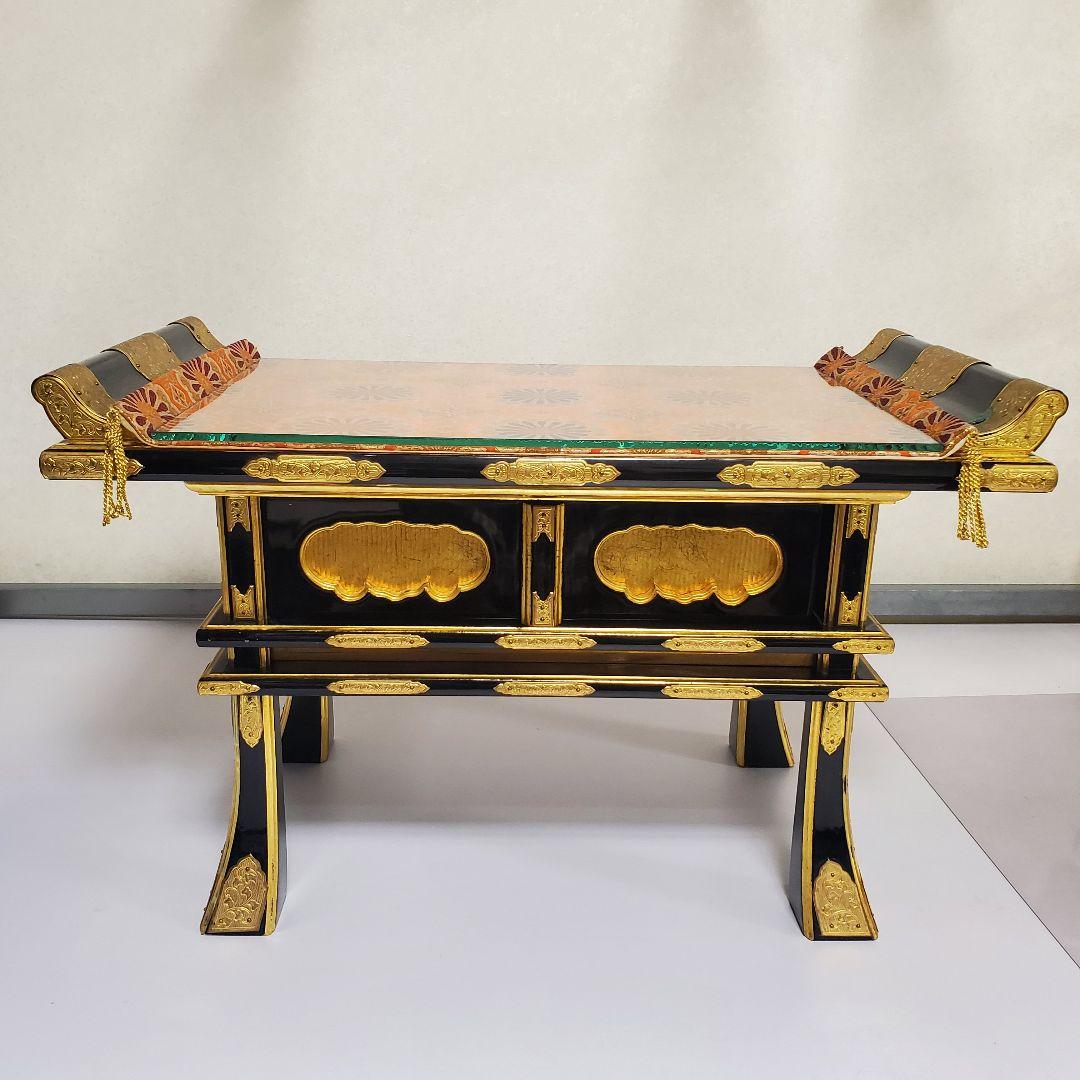 仏壇仏具　経机　木製品　漆塗り　純金　骨董