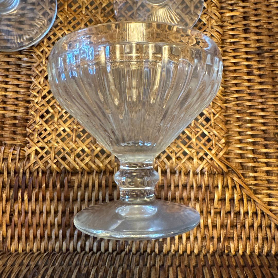 ストライプ模様 ガラス製デザートカップ 8個セットアンティーク風