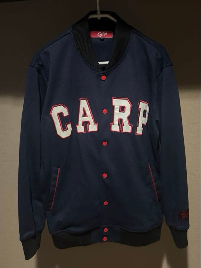 極美品 レアモデル 広島東洋カープ スウェット スタジャン ネイビー Oサイズ