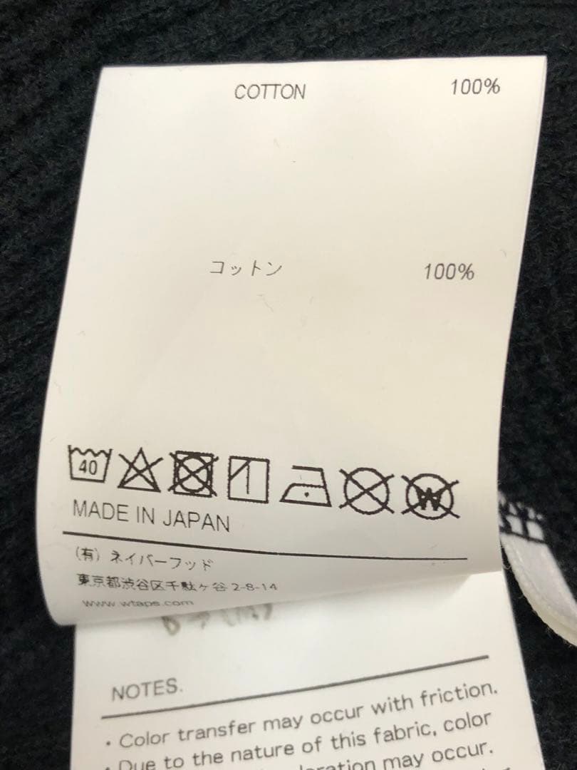 WTAPS ワッフル ロングスリーブ コットン サイン ブラック ロンT