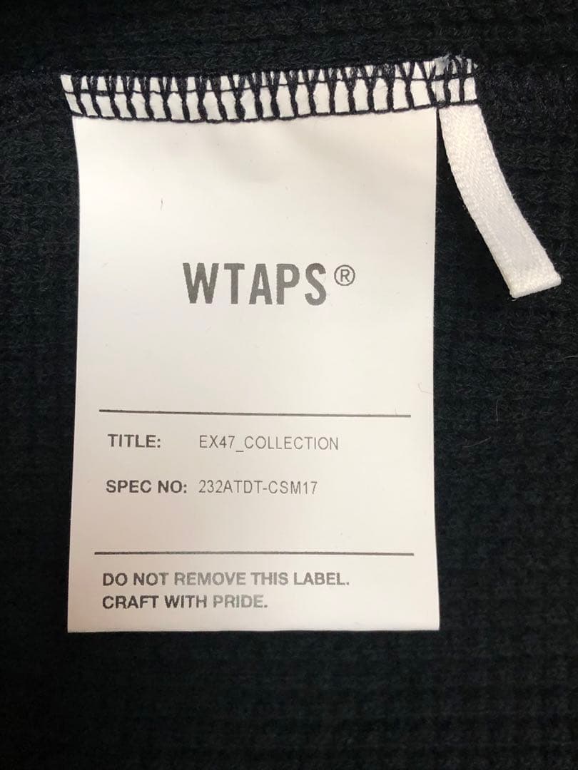 WTAPS ワッフル ロングスリーブ コットン サイン ブラック ロンT