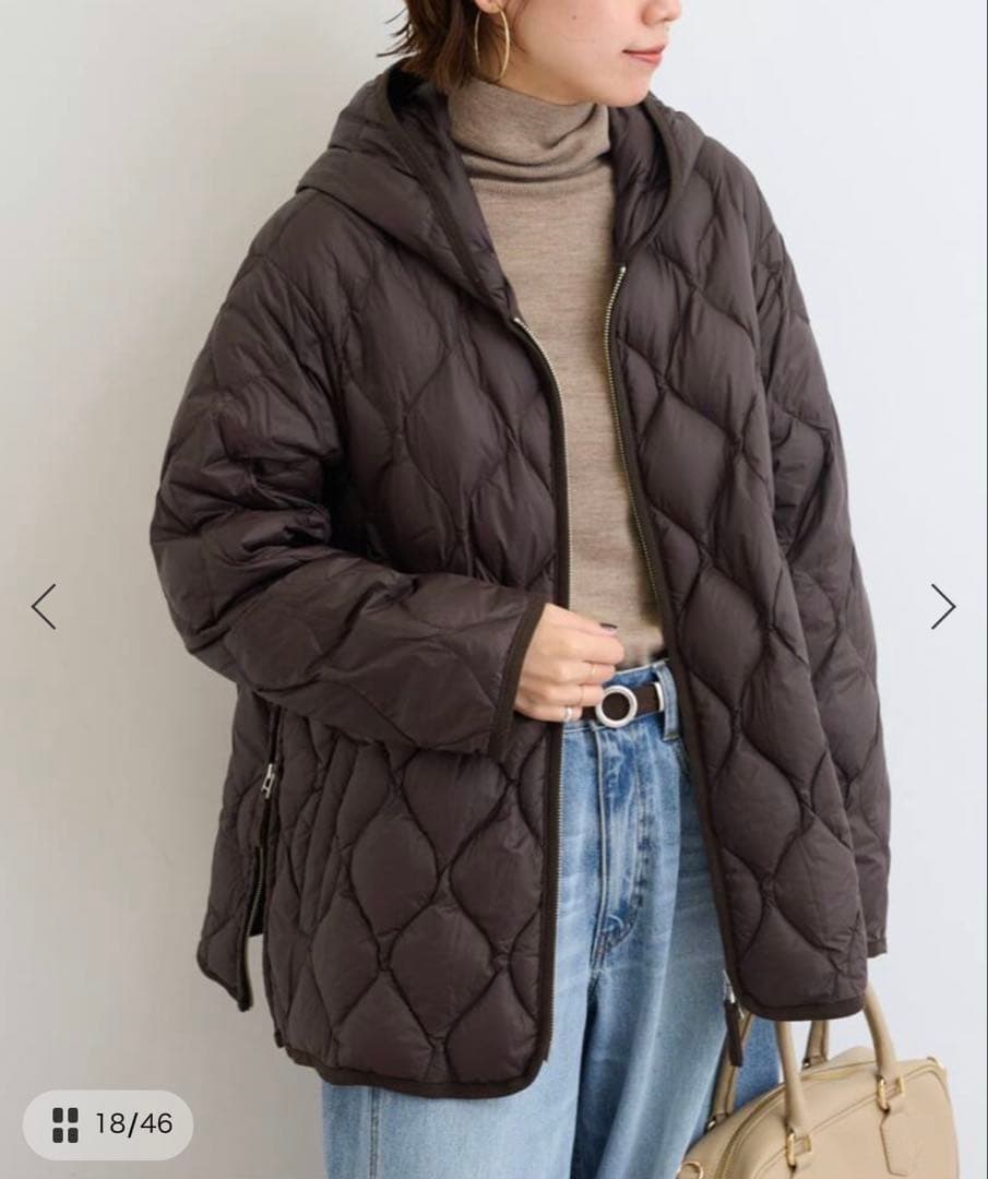 新品未使用　別注【TAION / タイオン】 フードダウンコート ブラウン