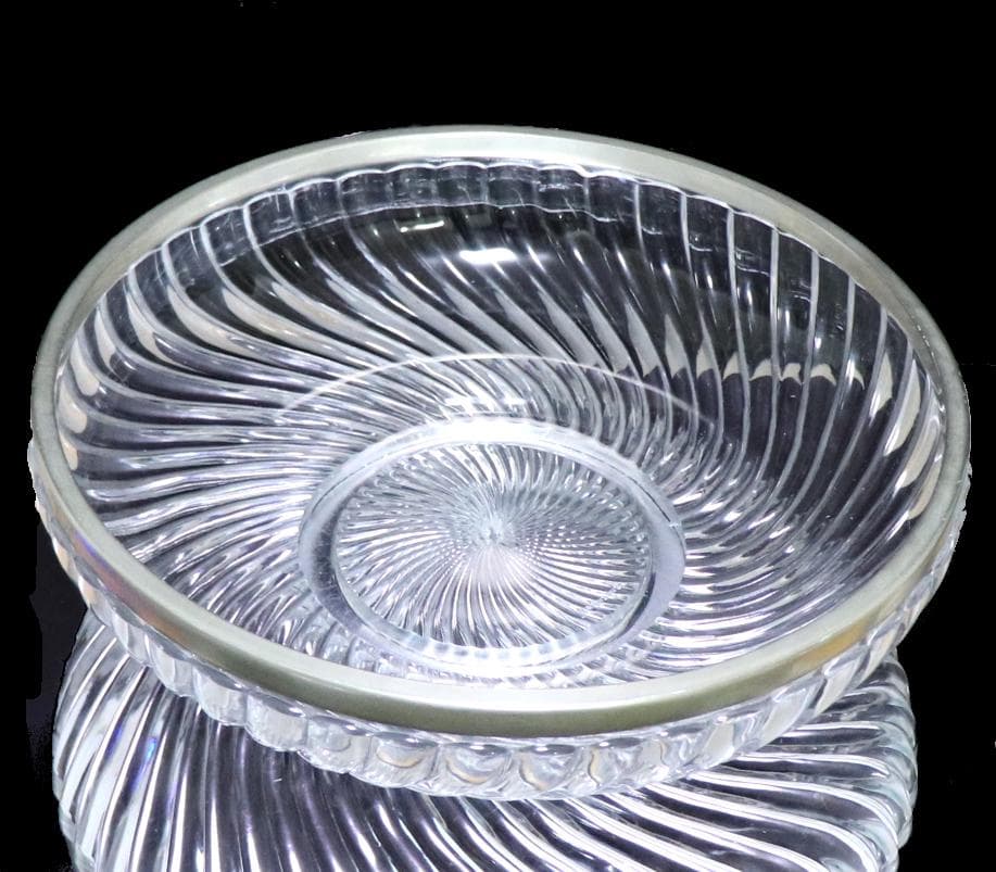 オールド・バカラ 超特大サイズ 7.6kg 41cmバンブー 銀 特大 ガラス鉢