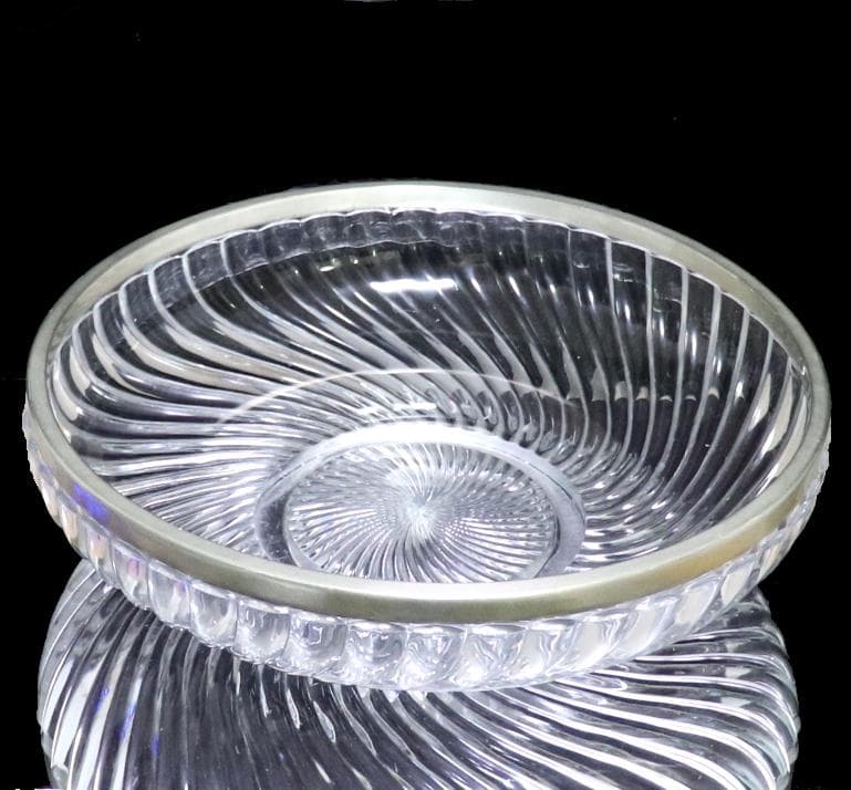 オールド・バカラ 超特大サイズ 7.6kg 41cmバンブー 銀 特大 ガラス鉢