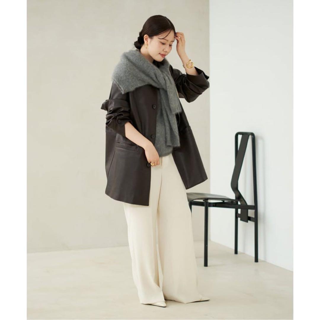 Plage Leather Like Car コート　ブラウン　36