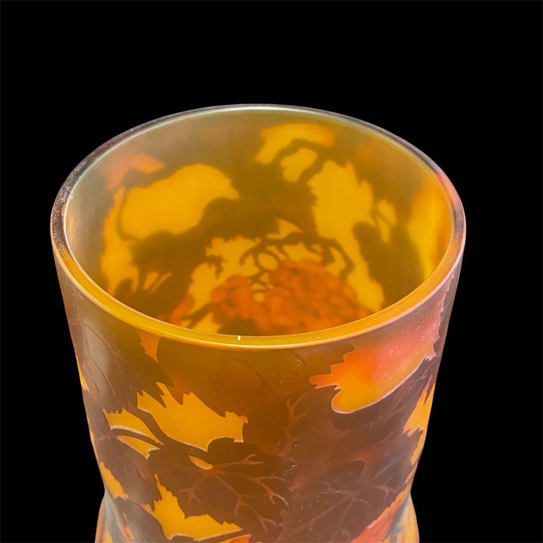 【美品】ガレ風 花瓶 ぶどう 葡萄 植物 アンティーク レトロ エミールガレ