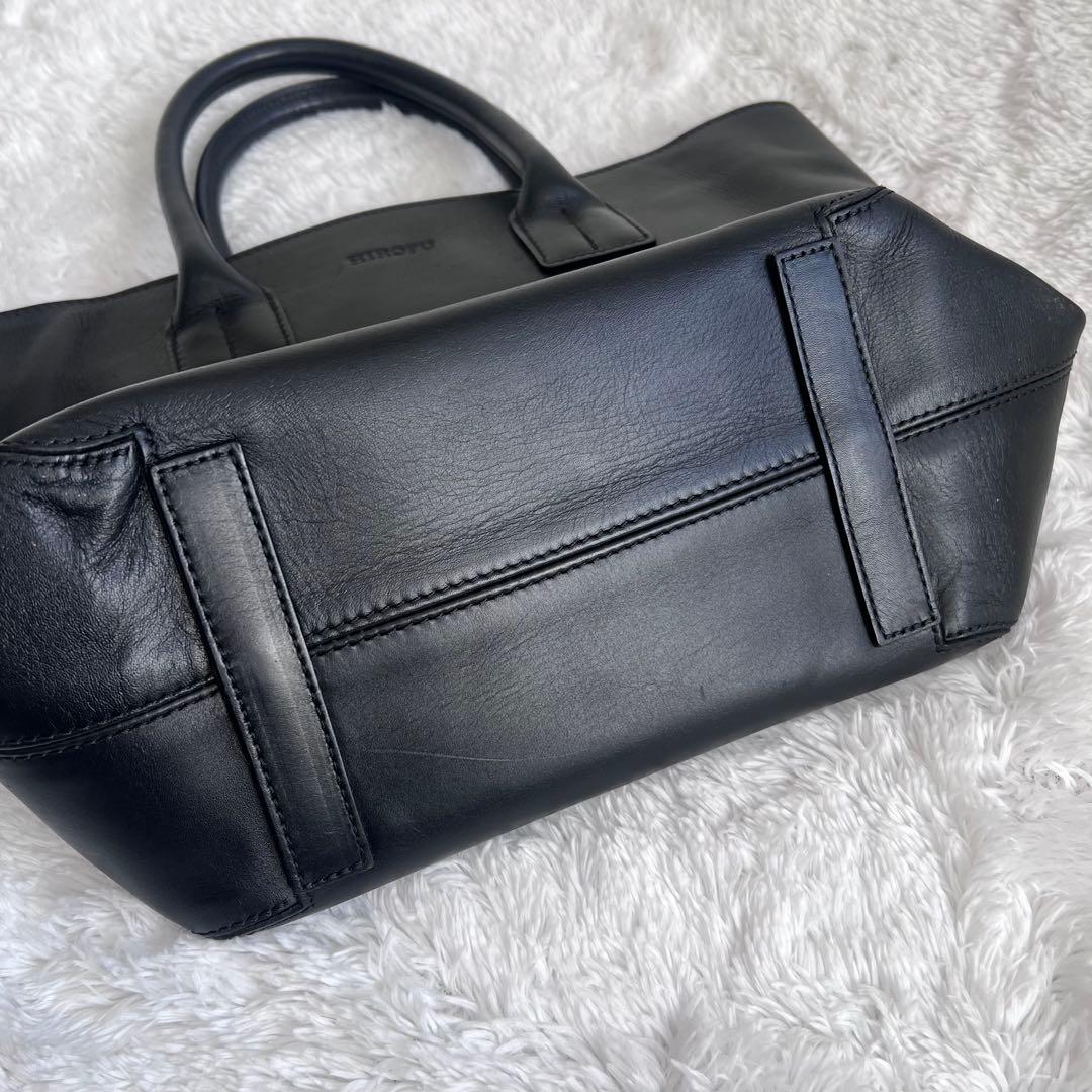 極美品 HIROFU ブラック レザートートバッグ　自立