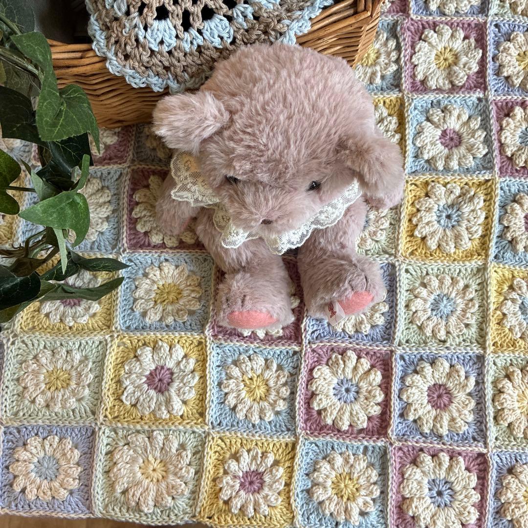 テディベア　スモークピンク　クマのぬいぐるみ　レース　ハンドメイド　ベア