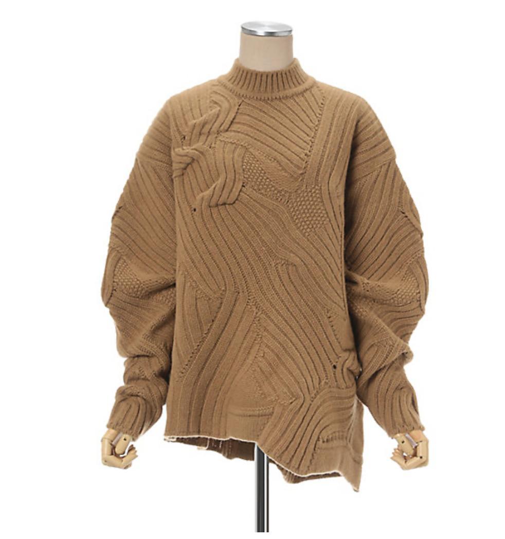 Mame Kurogouchi/ マメ クロゴウチ　ケーブルニット　キャメル