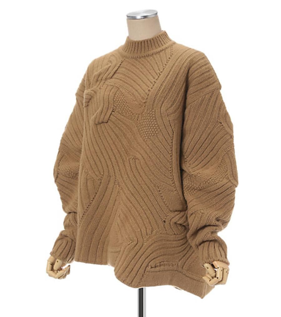 Mame Kurogouchi/ マメ クロゴウチ　ケーブルニット　キャメル