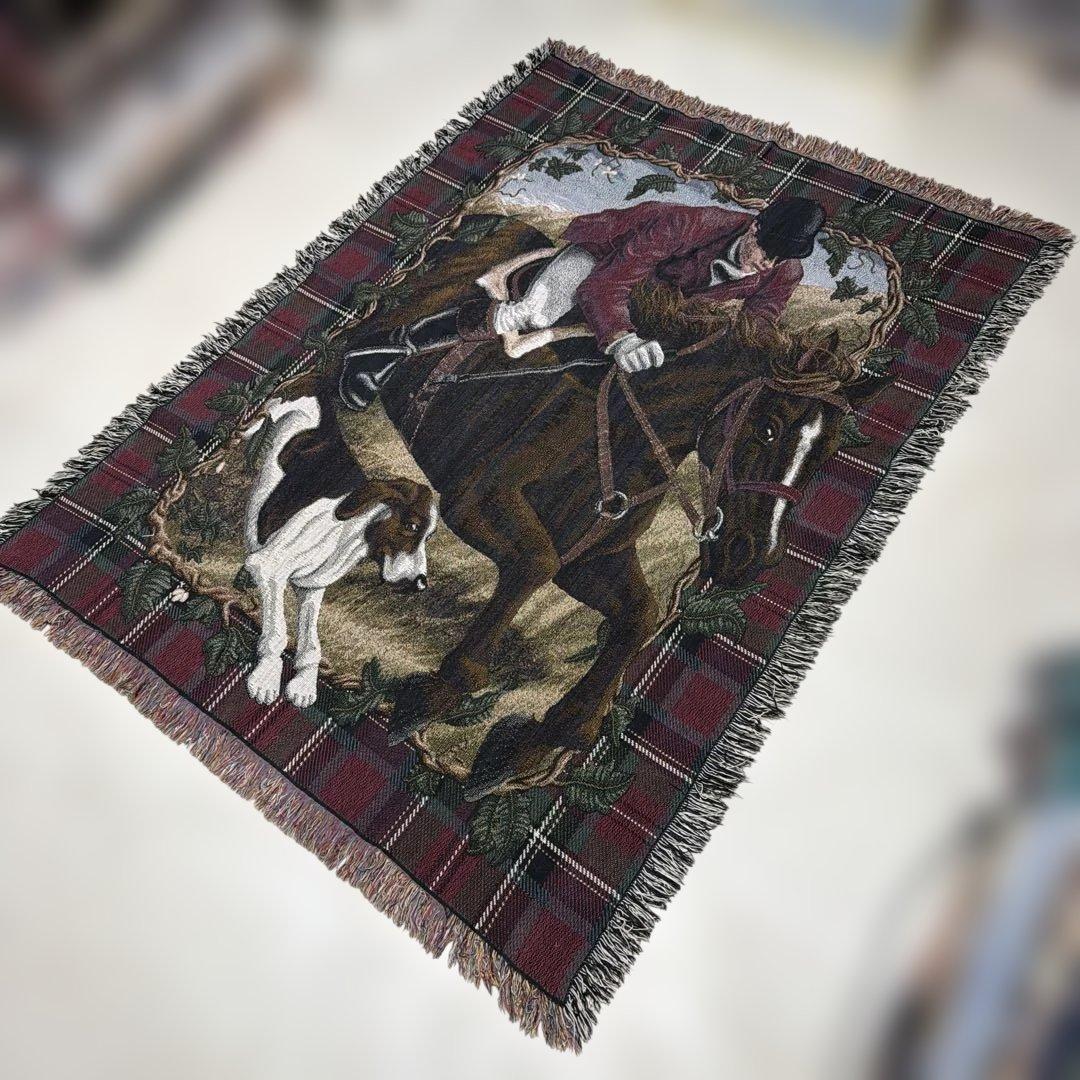 犬　乗馬　馬　マルチカバー　ソファカバー　ヴィンテージラグ170x125