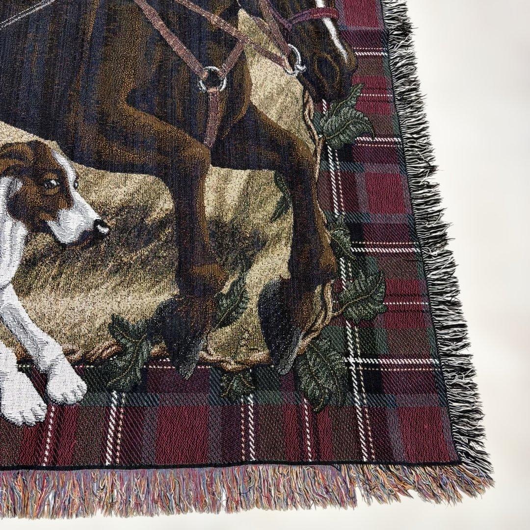 犬　乗馬　馬　マルチカバー　ソファカバー　ヴィンテージラグ170x125