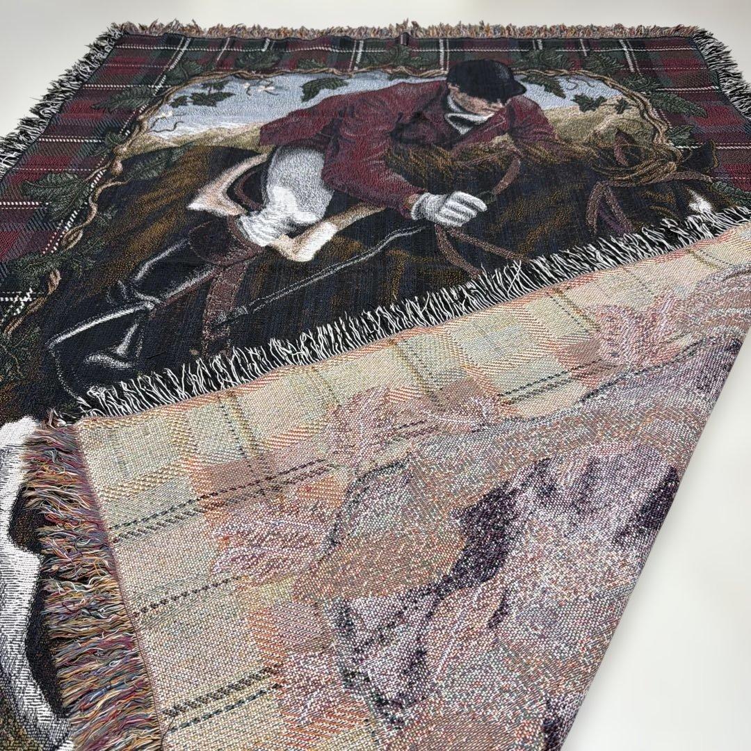 犬　乗馬　馬　マルチカバー　ソファカバー　ヴィンテージラグ170x125