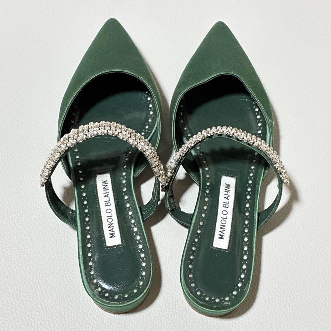 MANOLOBLAHNIK マノロブラニク クリスタル フラット パンプス 37
