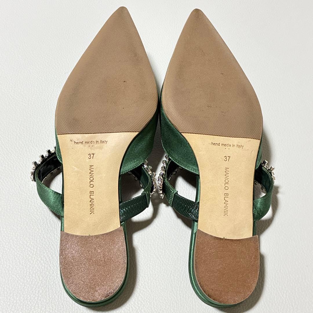MANOLOBLAHNIK マノロブラニク クリスタル フラット パンプス 37