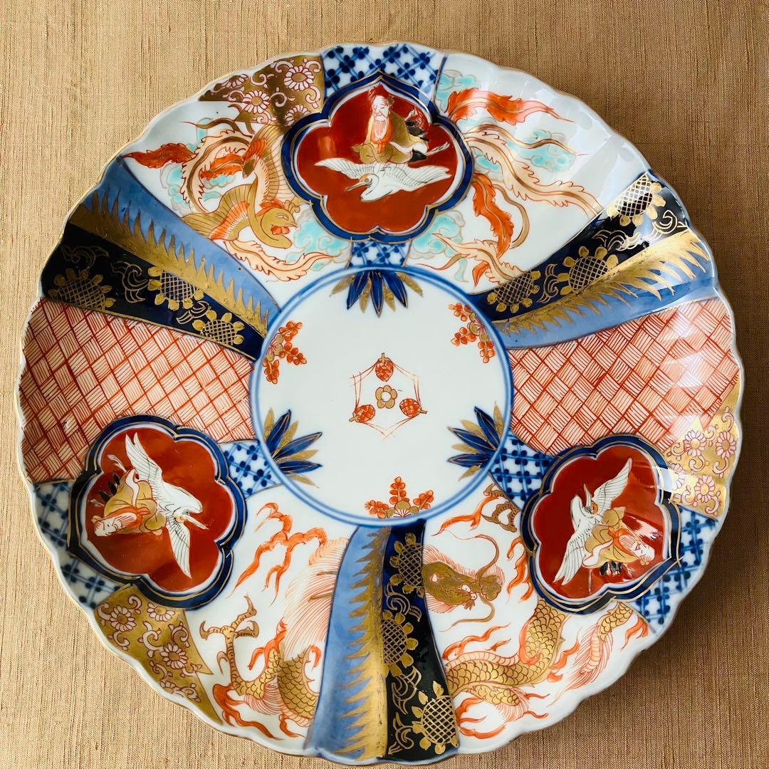 オールド深川製磁　皿　明治　大正　龍　鳳凰　松竹梅　古伊万里　ジャポニスム
