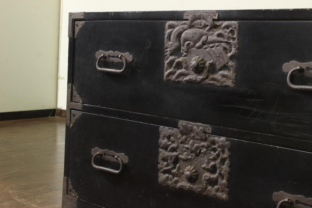 打ち出し金具！庄内箪笥 時代箪笥/チェスト/古道具/古民具/ローボード/収納