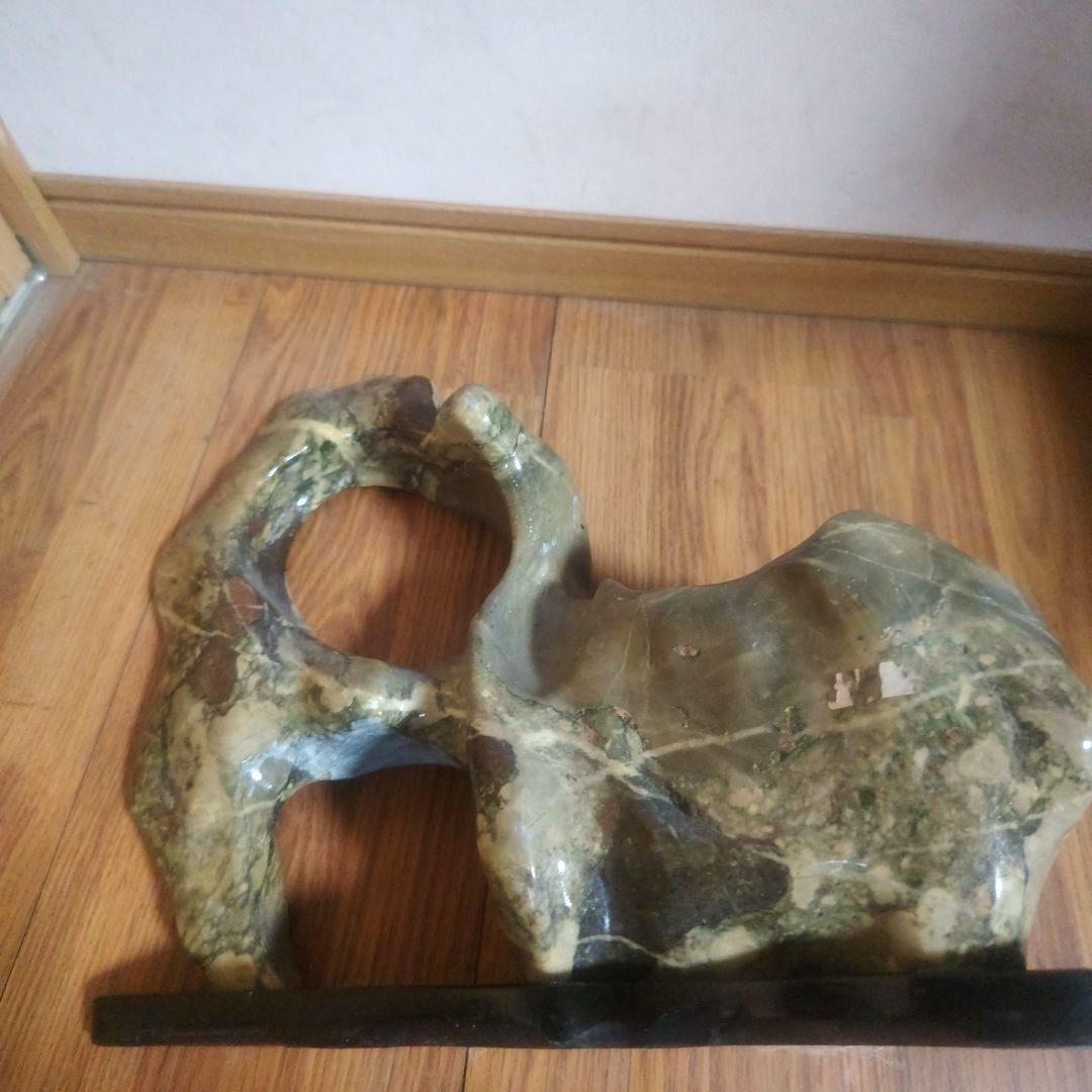 マーブル模様風　天然　鑑賞石置物　オブジェ　生け花　花瓶　インテリア小物　置物
