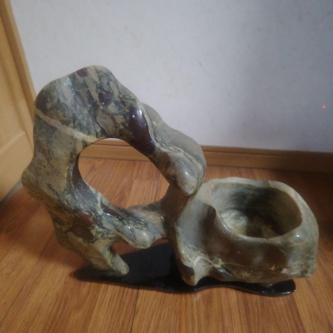 マーブル模様風　天然　鑑賞石置物　オブジェ　生け花　花瓶　インテリア小物　置物