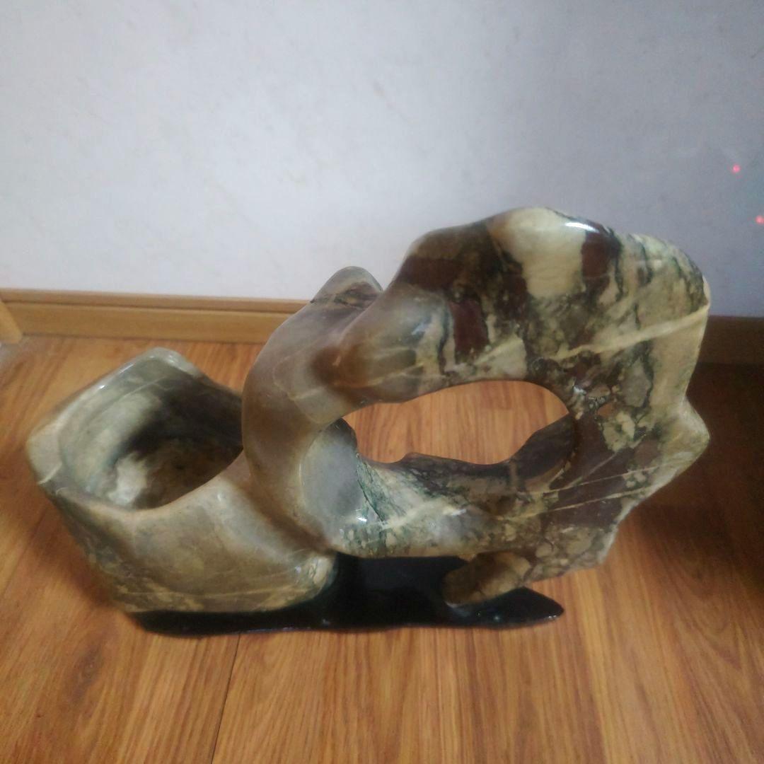 マーブル模様風　天然　鑑賞石置物　オブジェ　生け花　花瓶　インテリア小物　置物