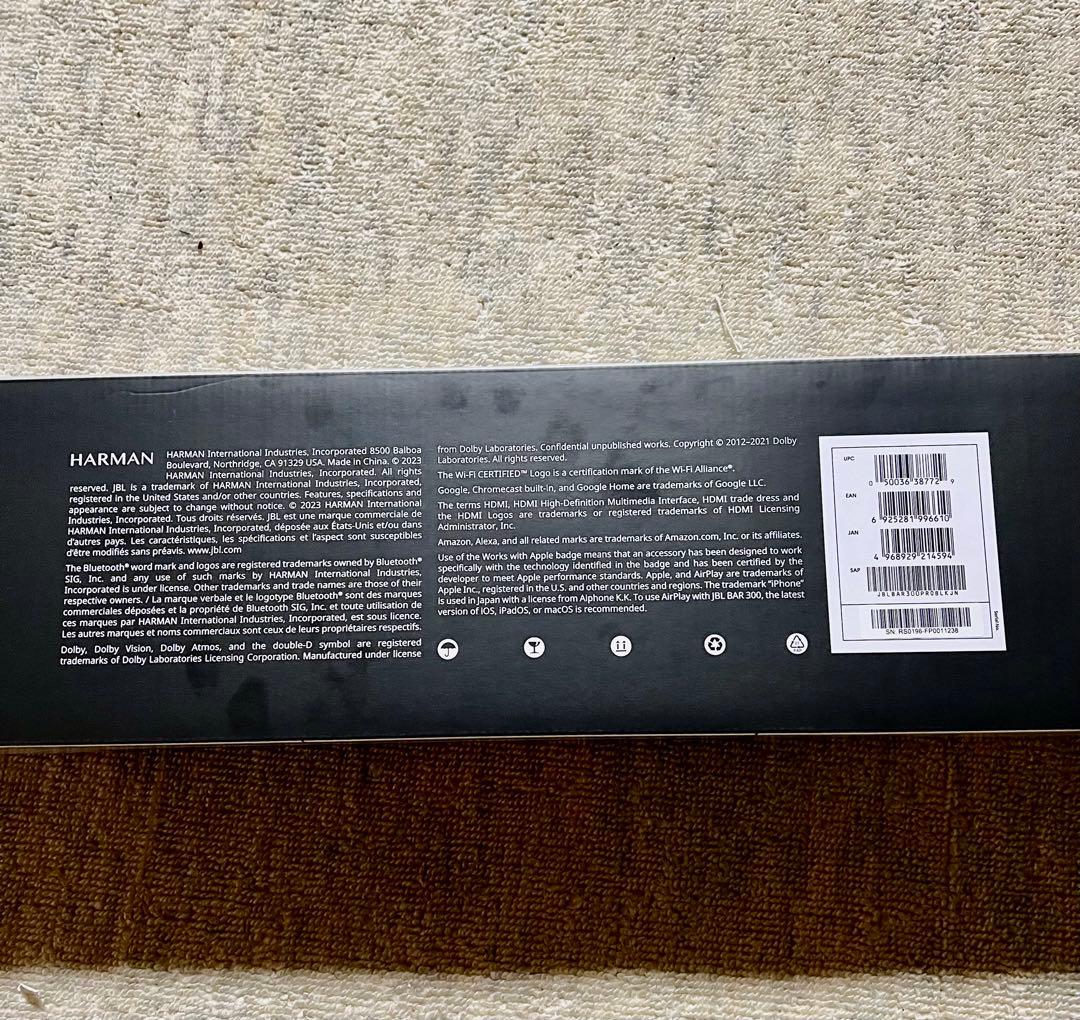 【新品未開】JBL BAR 300 3Dサウンド スピーカー