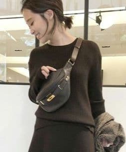 Deuxieme Classe　リブ　ニット　プルオーバー　ブラウン