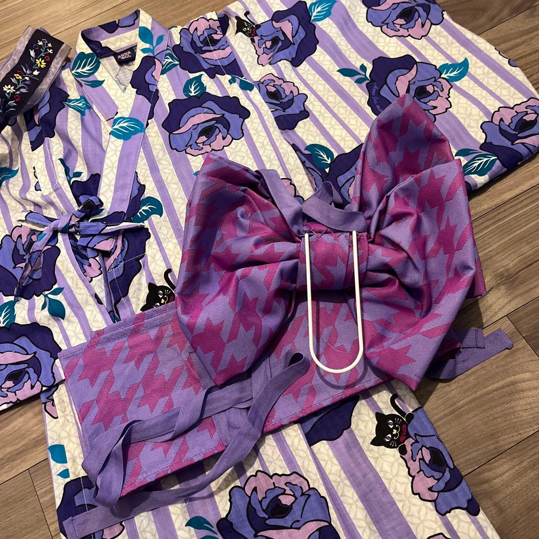 専用です‼︎ ヘアバンド付き アナスイミニ 猫 2way 浴衣 ワンピース 帯