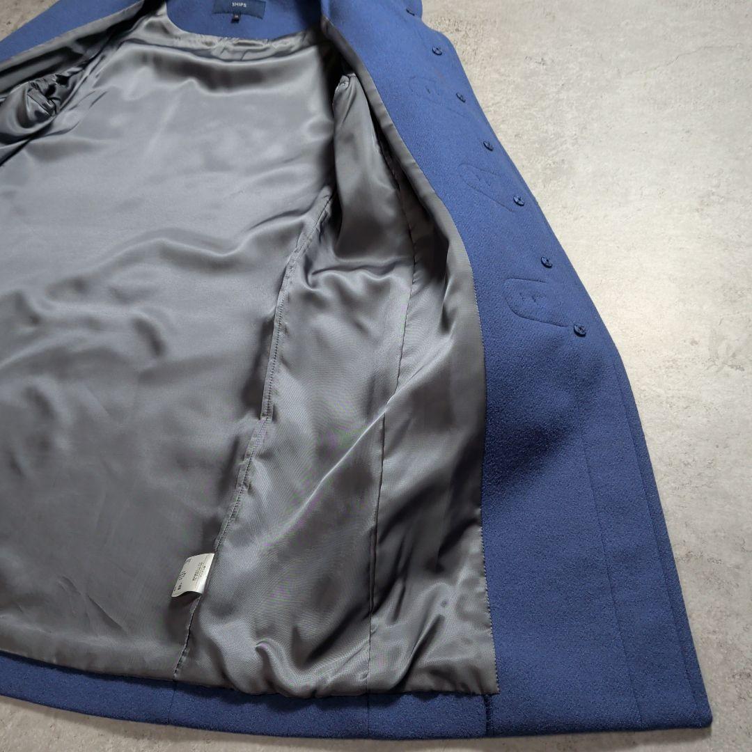 SHIPS シップス カシミヤ混 フォックスファー ダッフルコート ブルー 38