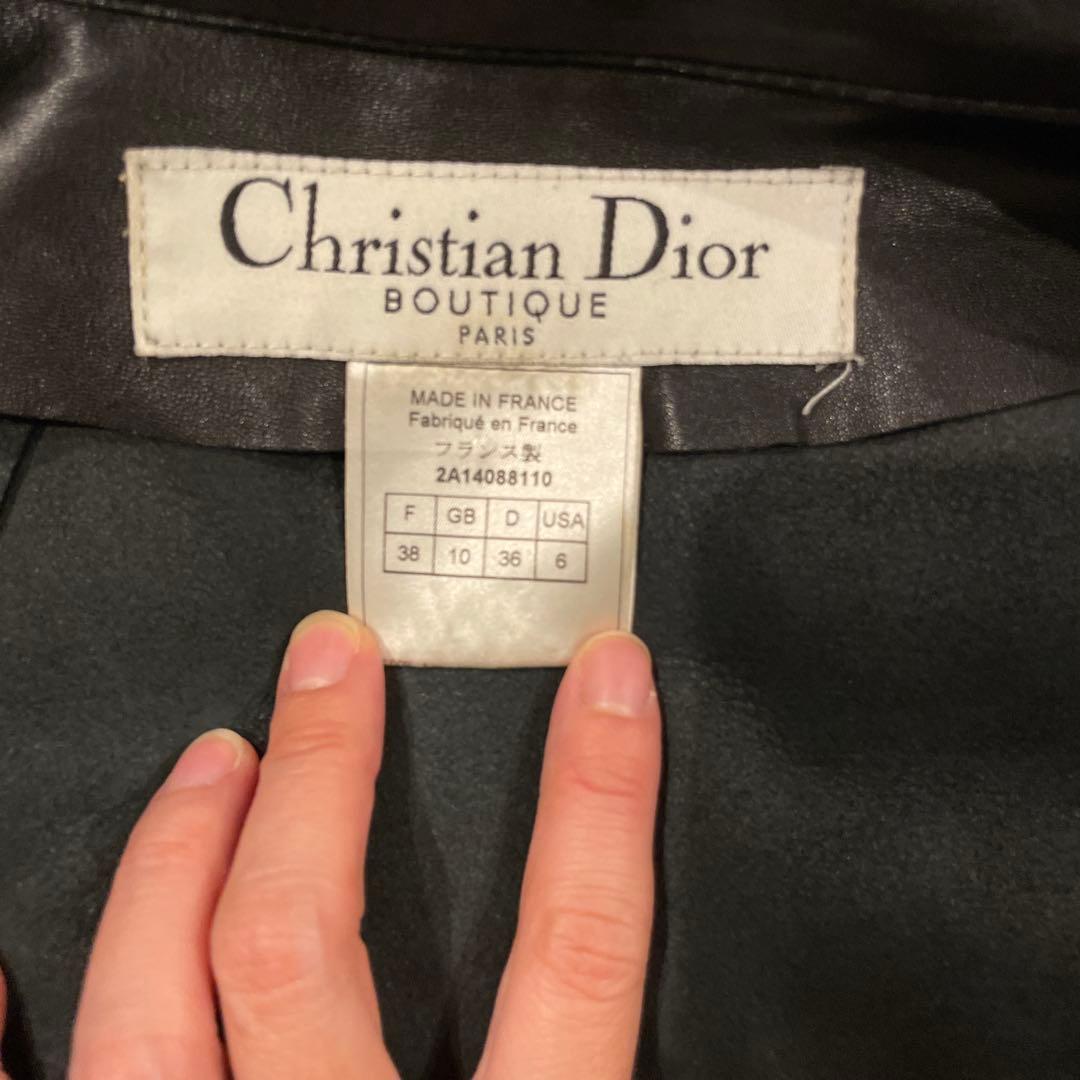 Christian Dior ブラックレザー トレンチコート サイズ M相当