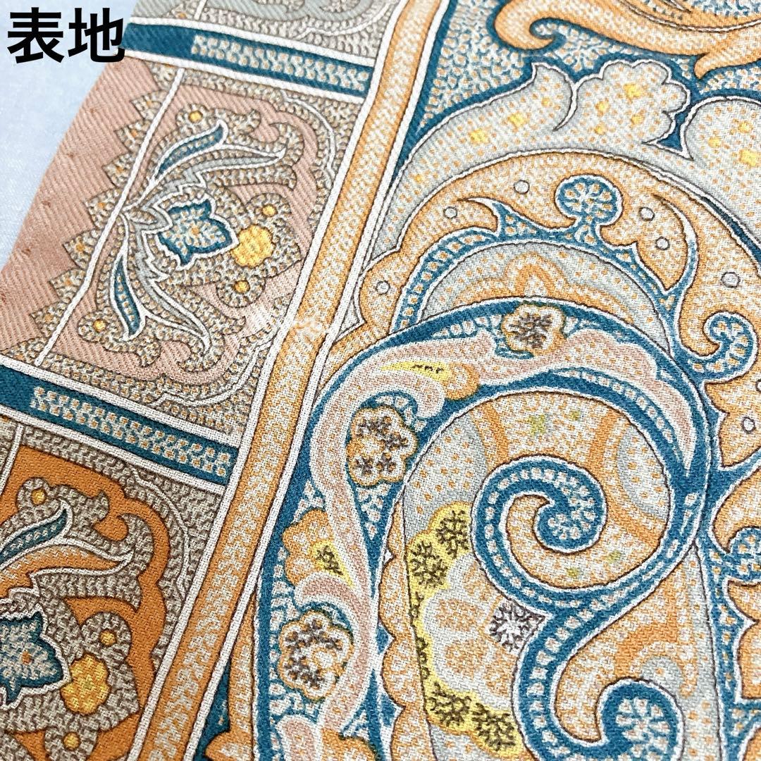 良品✨エトロ ボタニカル柄 大判ストール ベージュ系マルチ ウールシルク