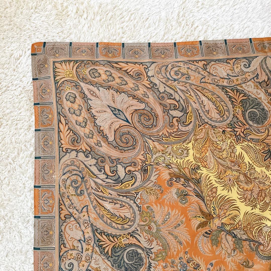 良品✨エトロ ボタニカル柄 大判ストール ベージュ系マルチ ウールシルク