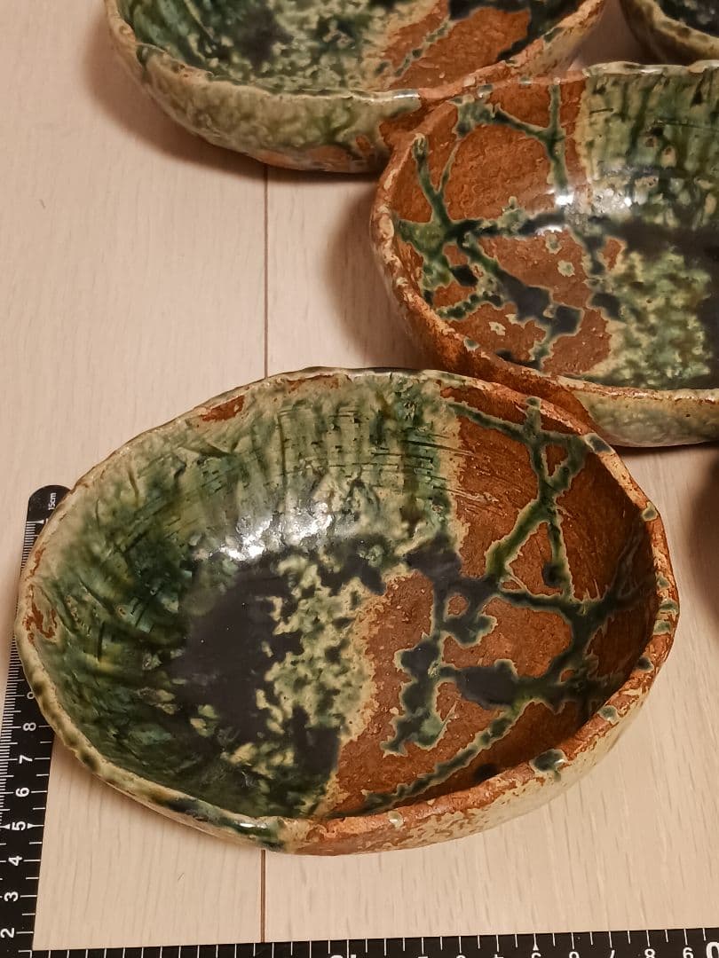 織部焼　佐藤和次　深鉢　皿　5点　老舗料亭　まとめ売り